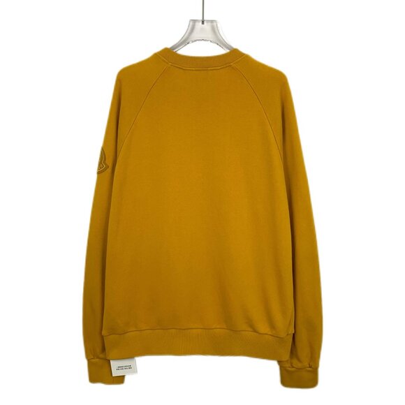 Moncler Yellow Crewneck Sweatshirt W/ Abstract Skull Pattern & Logo Patch Cotton - Picture 2 of 8